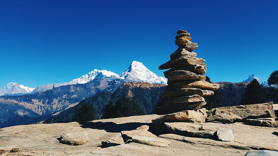 nepal, annapurna, peace, mountain, forest, calm, rocks, solid, HD wallpaper