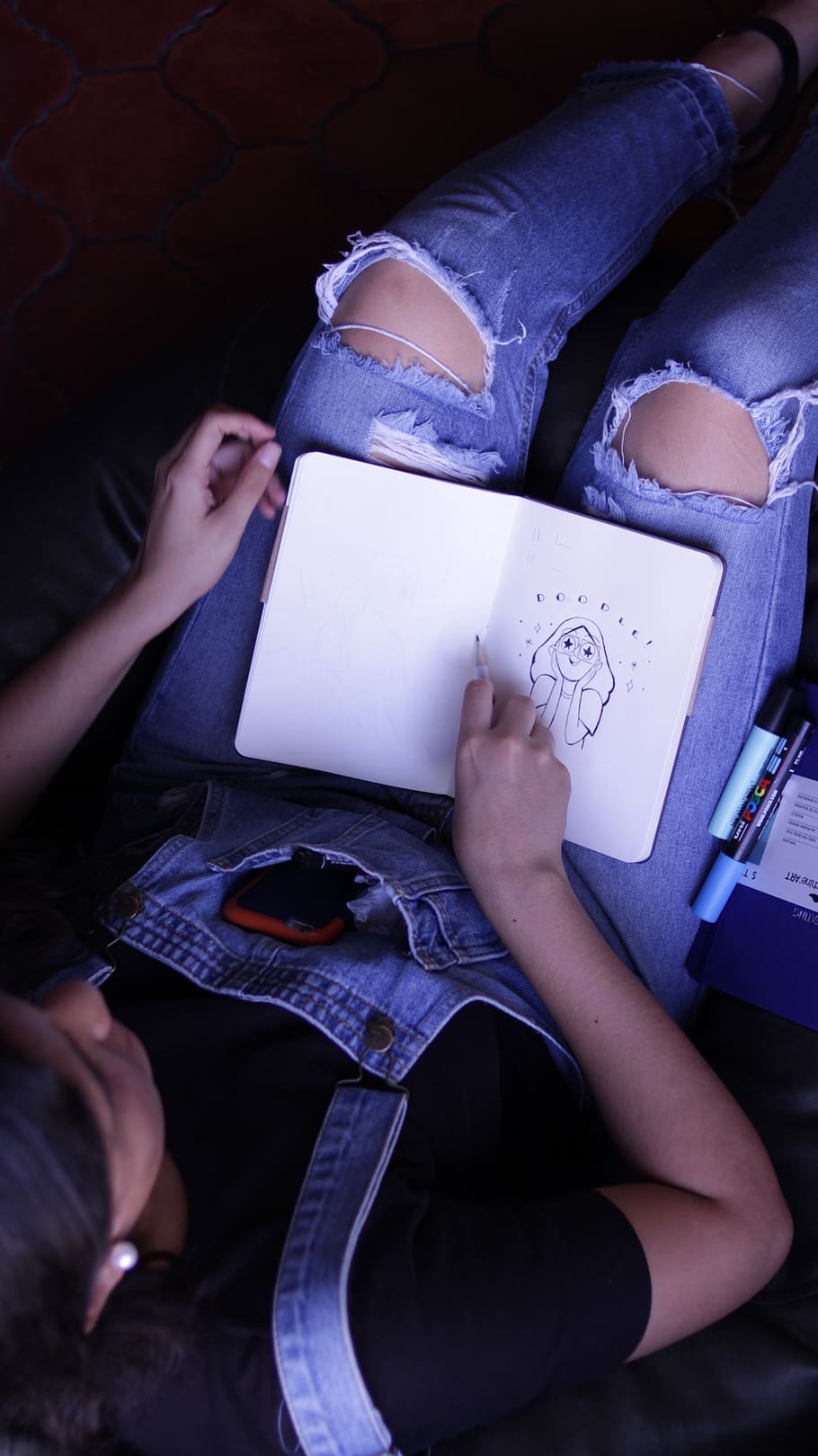 woman sitting while sketching, one person, real people, holding HD wallpaper