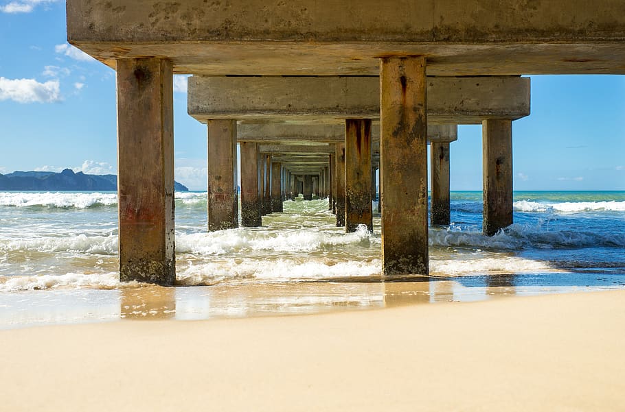 philippines, bridge, sea, beach, water, land, built structure HD wallpaper