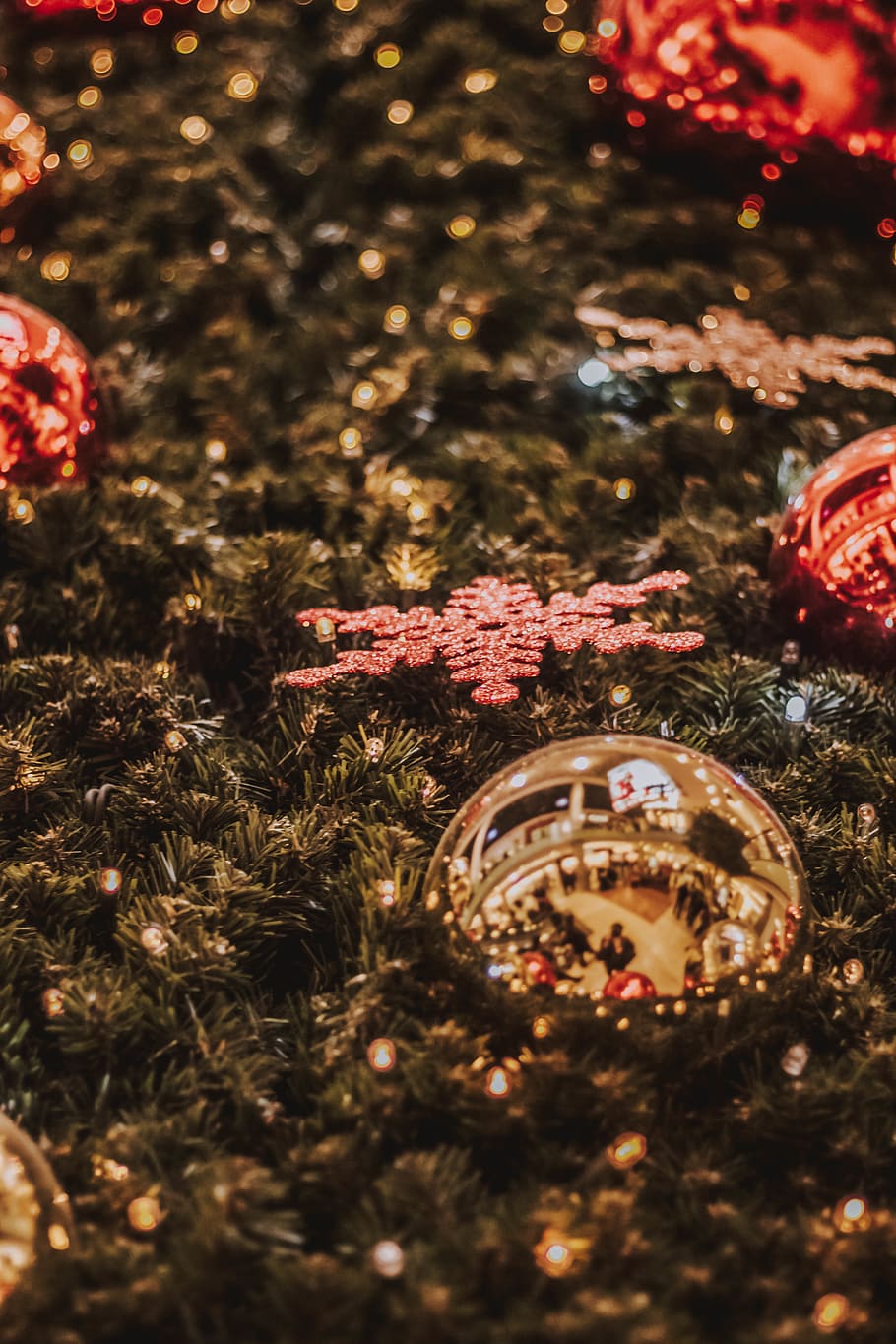 christmas, light, deco, decoration, holiday, wallpaper, bokeh HD wallpaper