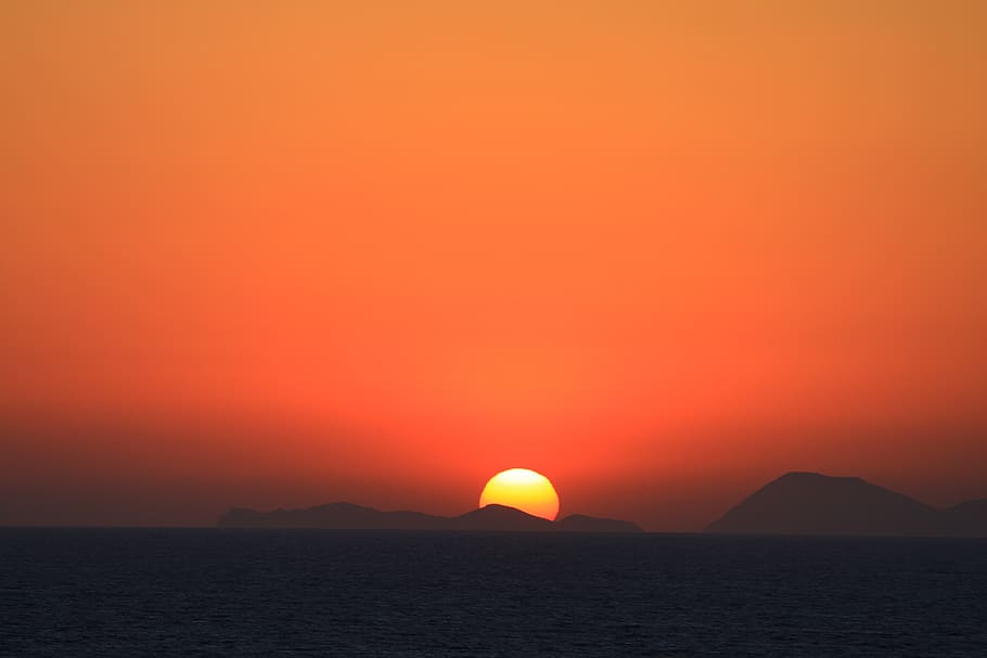 HD wallpaper: greece, rhodes, sunset, sky, beauty in nature, sea ...