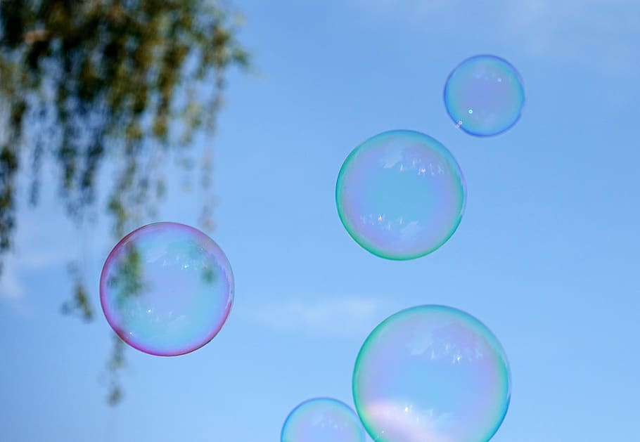 soap bubbles, colorful, flying, make soap bubbles, mirroring HD wallpaper