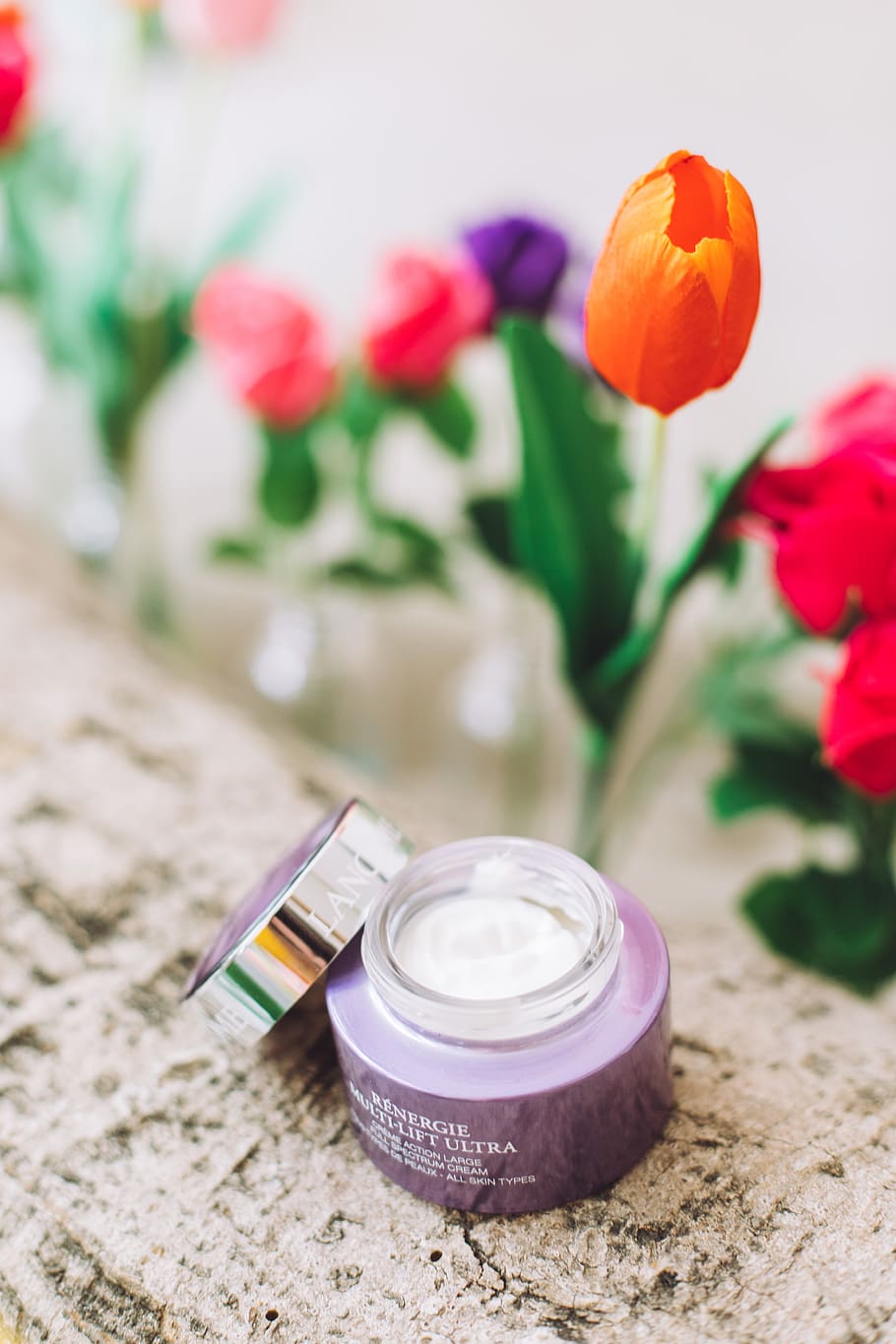 Cosmetic Jar, bloom, blooming, blossom, blurred background, bottle HD wallpaper