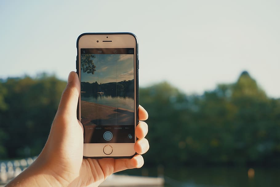 iphone, cool iphone, artsy, abstract, landscape, trees, lake HD wallpaper
