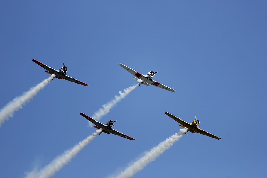 planes, aerobatics, flight, aviation, airshow, formation, airplane HD wallpaper