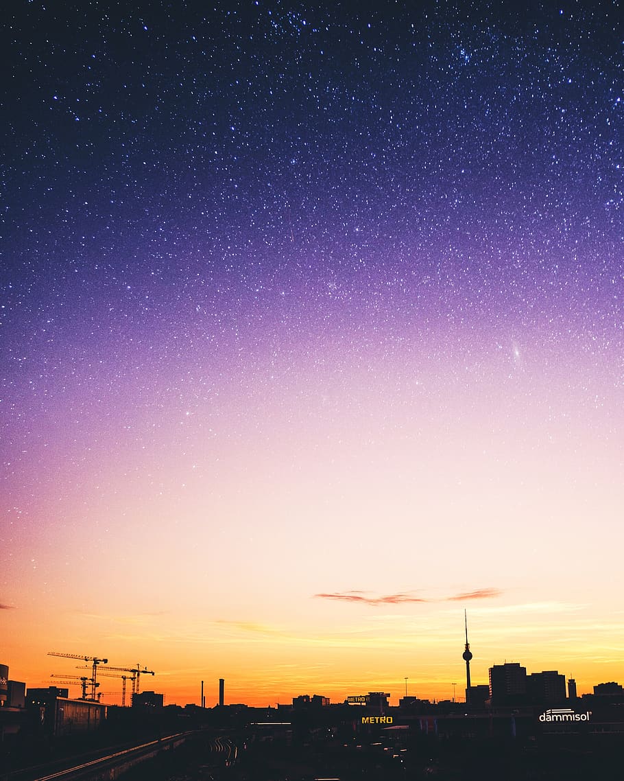 berlin, germany, sky, night, summer, stars, building exterior HD wallpaper