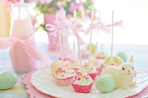 easter, eggs, bunny, pastels, spring, colorful, cake pops, dessert HD wallpaper