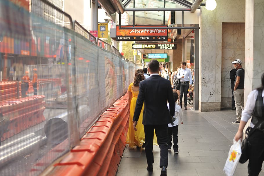 people walking along path, clothing, apparel, footwear, shoe HD wallpaper