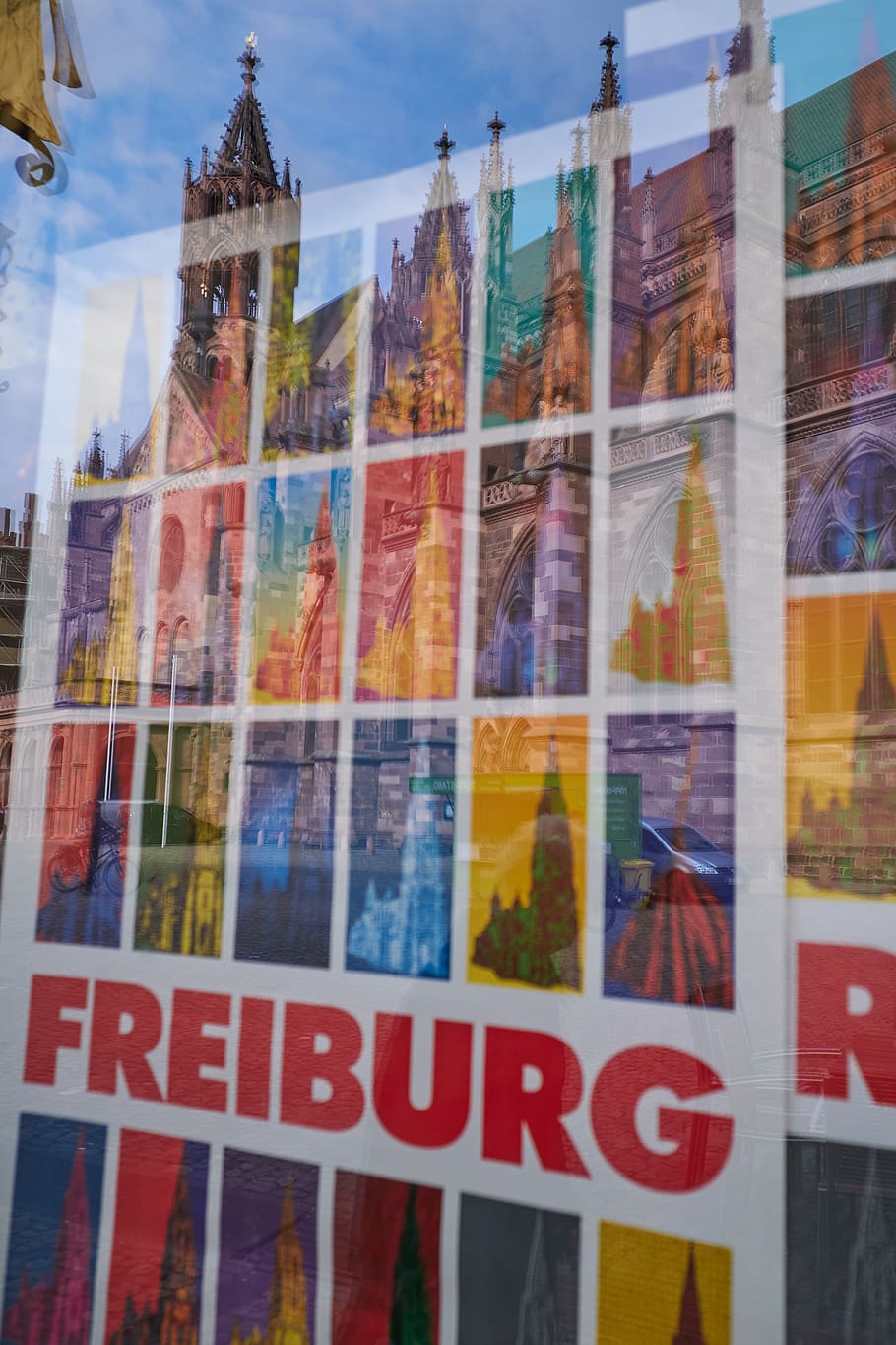 advertisement, poster, collage, germany, freiburg, art, cathedral HD wallpaper
