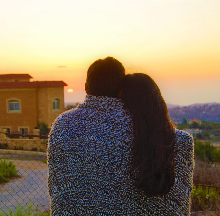 love, couples, sunset, married, together, two people, sky, architecture HD wallpaper
