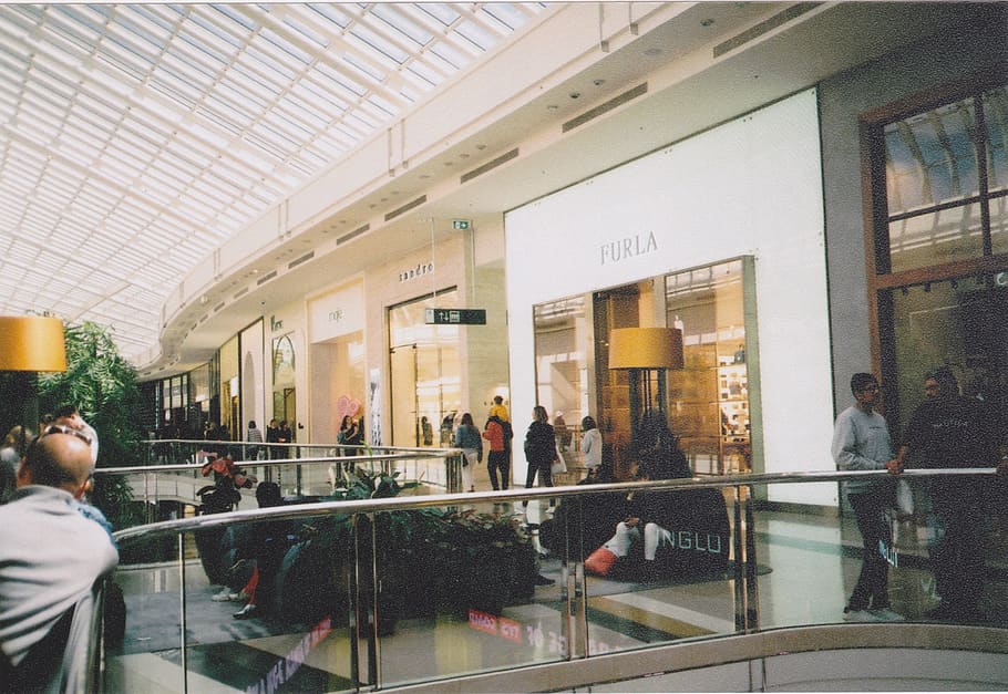 people inside mall, group of people, men, real people, architecture HD wallpaper