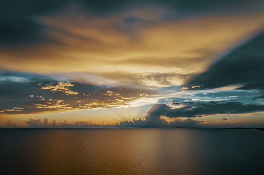 Body of Water during Dawn, beach, clouds, evening, horizon, landscape HD wallpaper