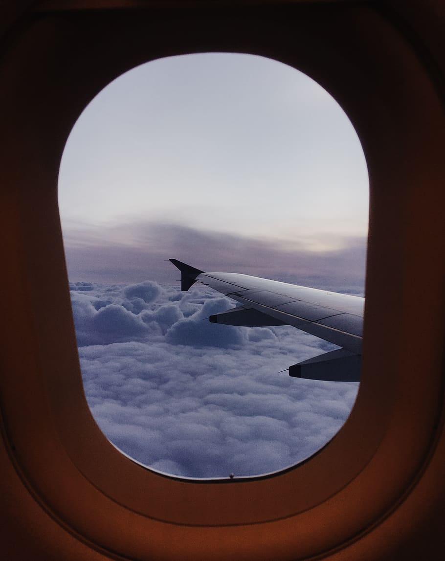 airplane wing, transportation, aircraft, window, porthole, air vehicle HD wallpaper
