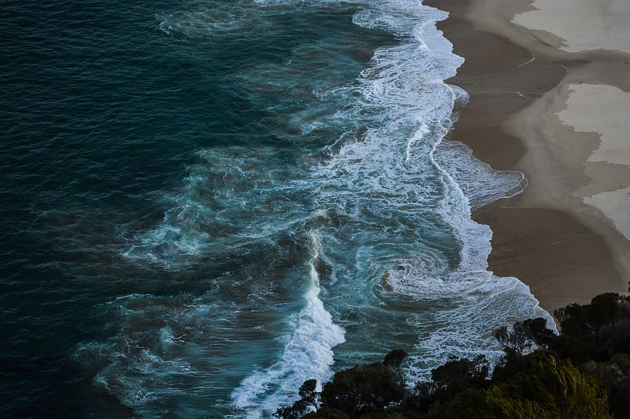 ocean, beach, waves, blue, album, cover, water, sea, motion HD wallpaper