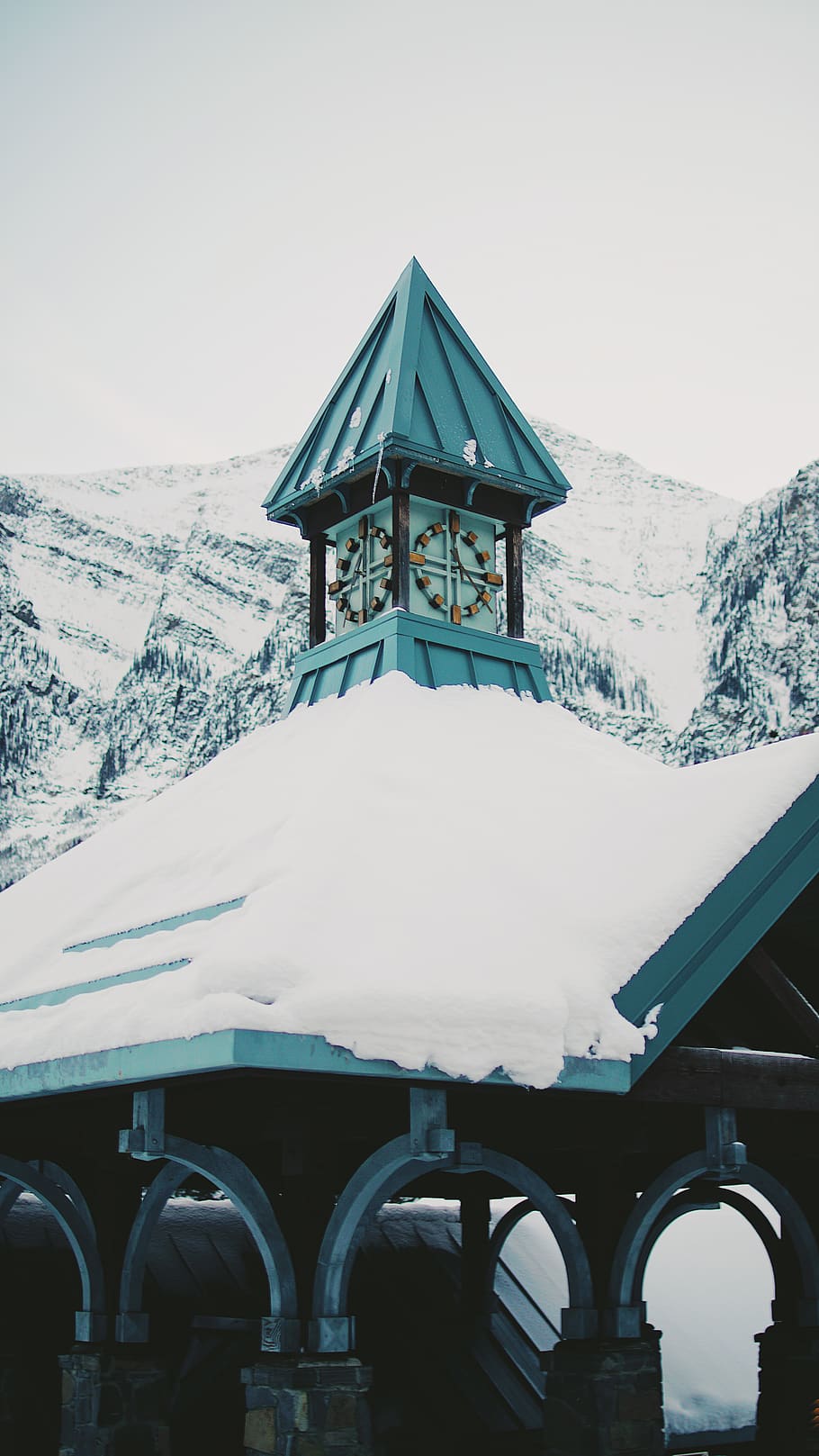 house covered by snow, lake, banff, canada, albertum, ice, symmetry HD wallpaper