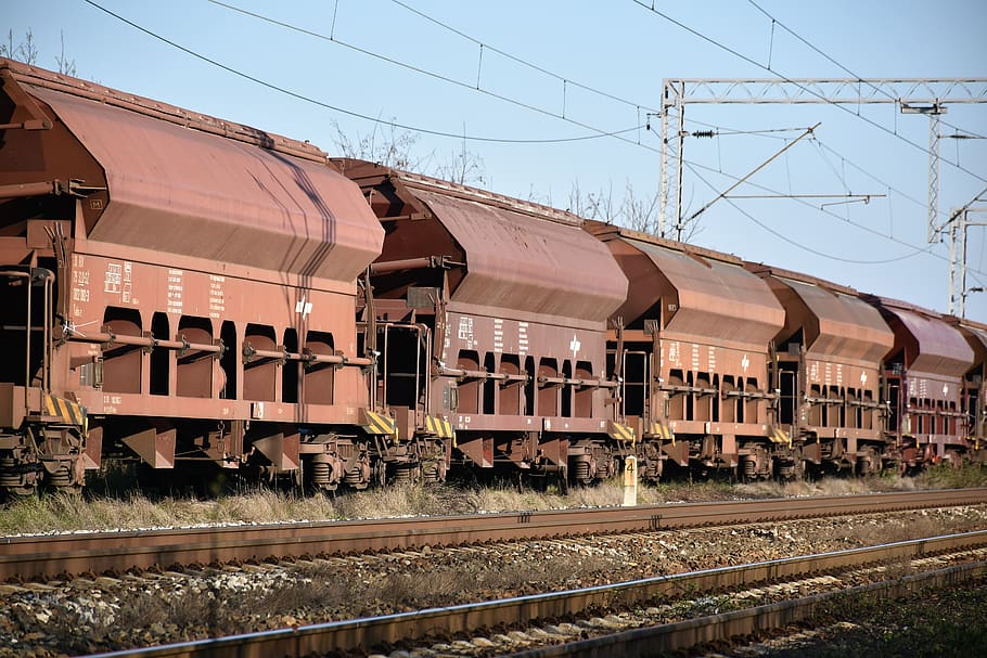 cargo train, wagons, transportation, transit, railway, track HD wallpaper