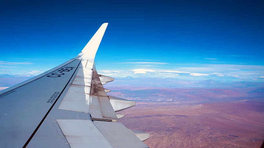 window, plane, airplane, mountains, wing, flying, sky, air vehicle HD wallpaper