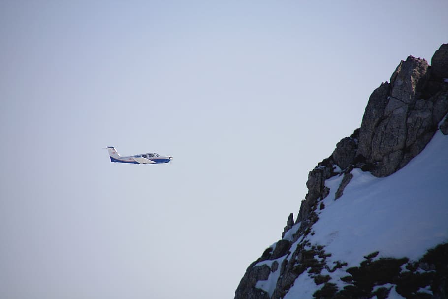 france, chamonix, aiguille du midi, plane, snow, mountain, airplane, HD wallpaper