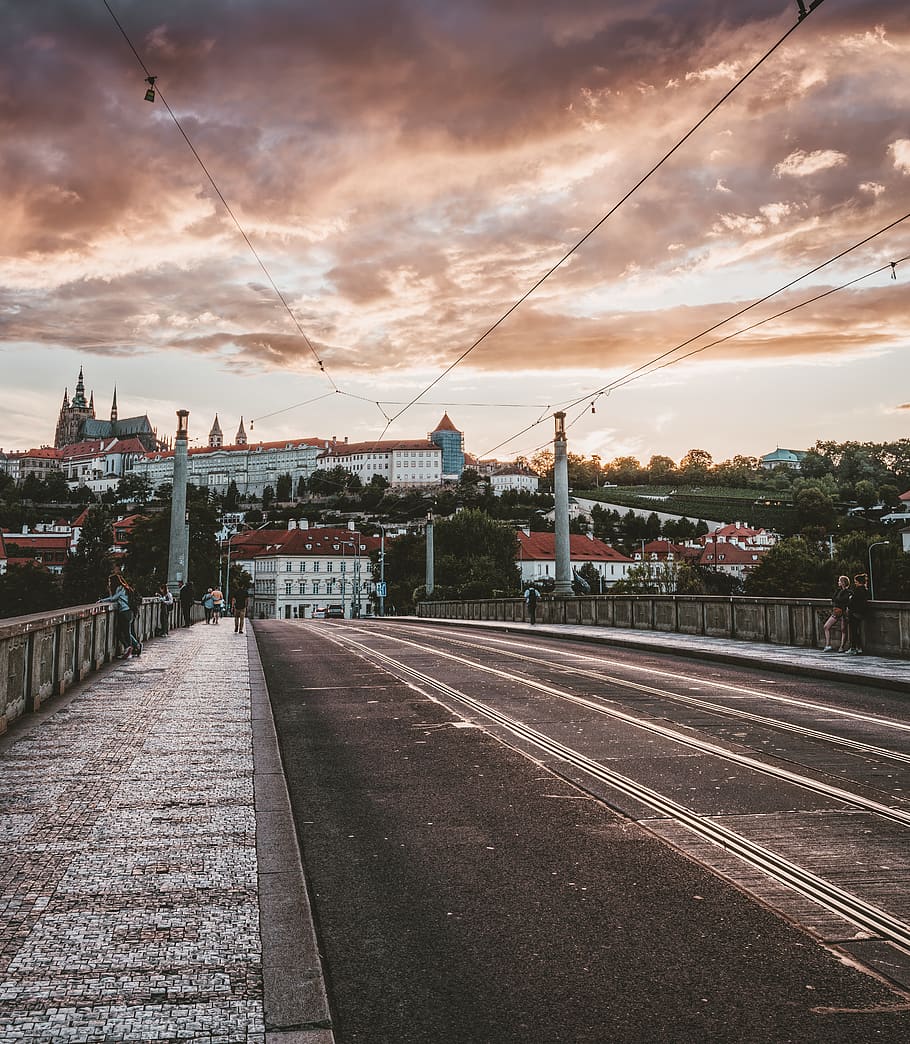 prague, sunset, architecture, city, praha, church, czech republic HD wallpaper