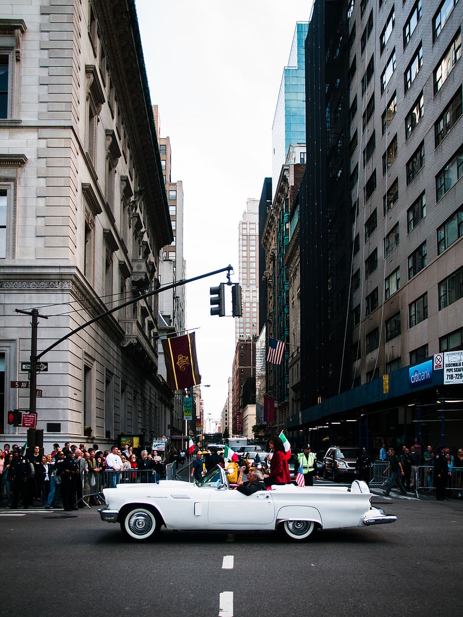 white car between buildings during daytime, person, human, urban HD wallpaper