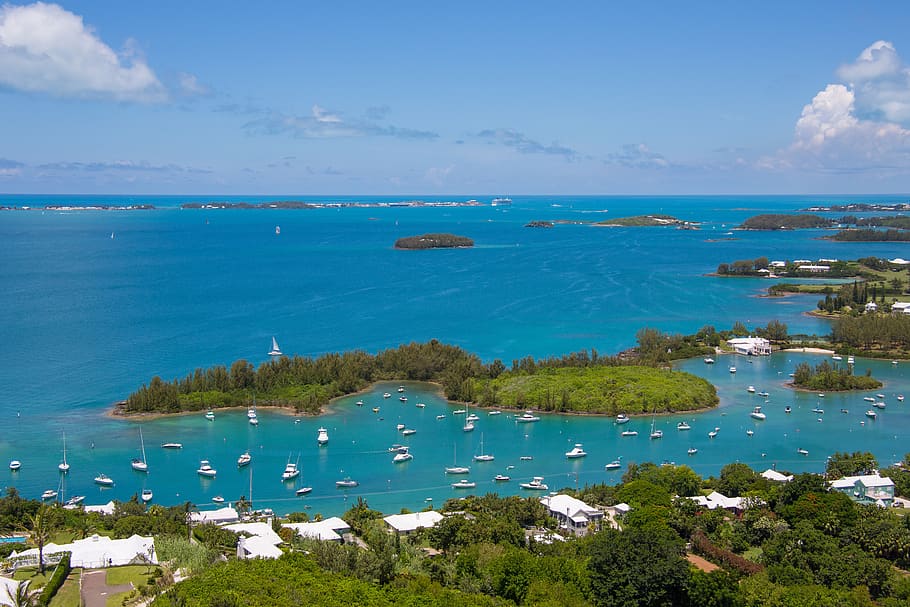 bermuda, ocean, island, boats, sea, water, sky, scenic, seascape, HD wallpaper