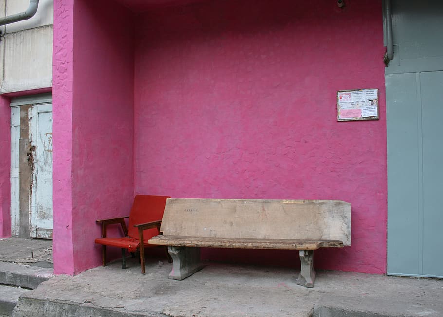 russia, chelyabinsk, bright, wall, paint, interior, decor, pink, HD wallpaper