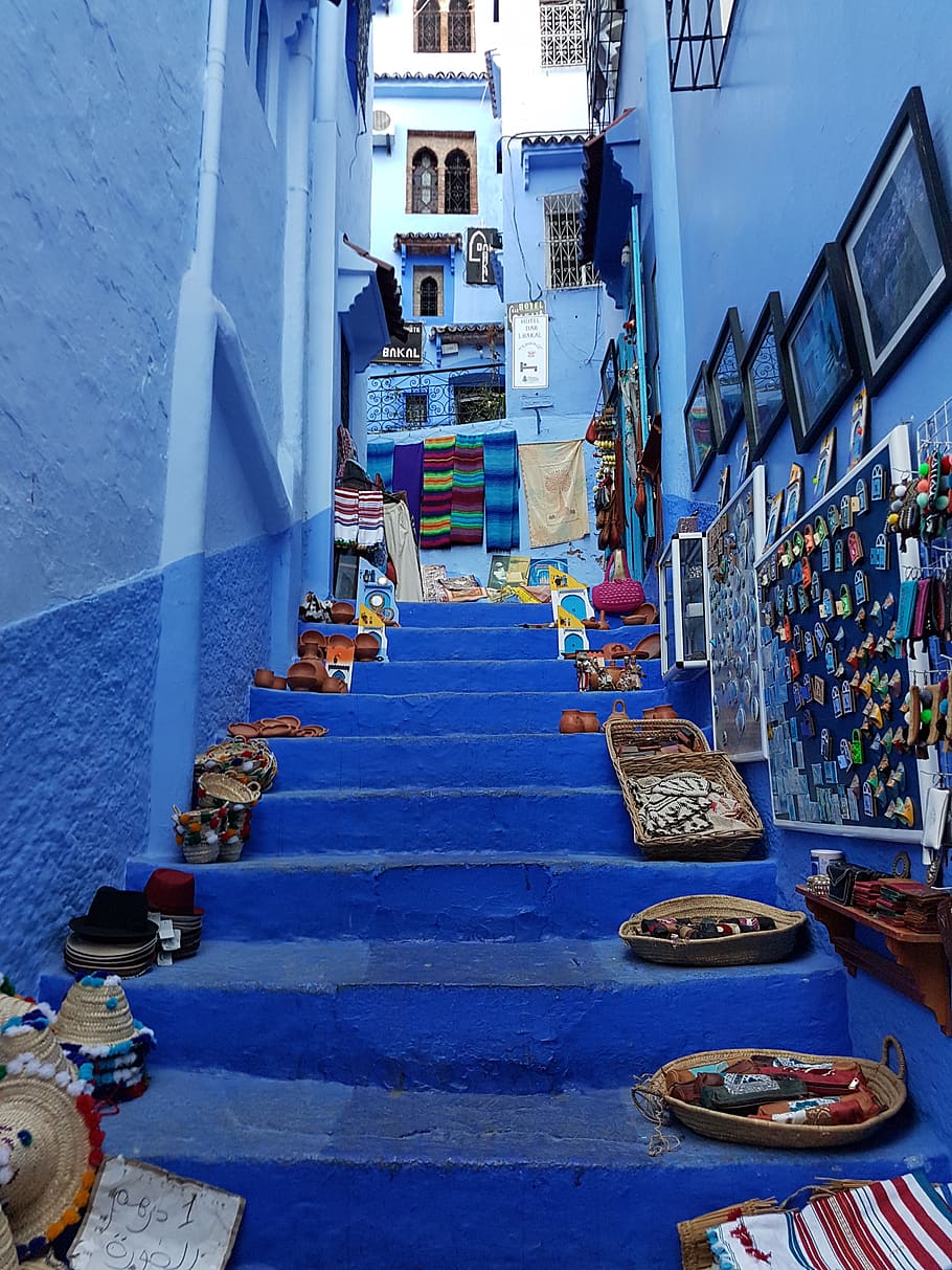 assorted baskets on stair, architecture, built structure, the way forward HD wallpaper