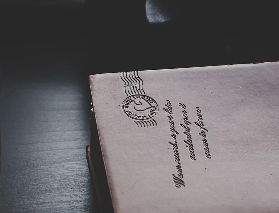 Brown Book, close-up, document, envelope, indoors, text, communication HD wallpaper