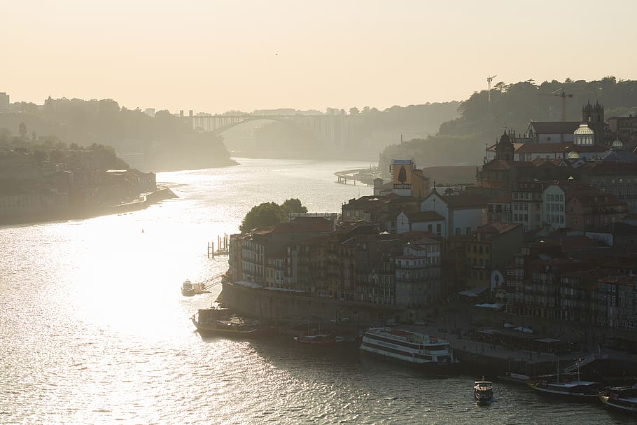 portugal, porto, luís i bridge, river, landscape, sunlight, HD wallpaper