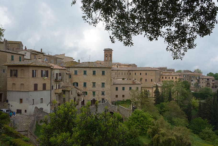 italy, volterra, village, toscane, renaissance, tree, built structure, HD wallpaper