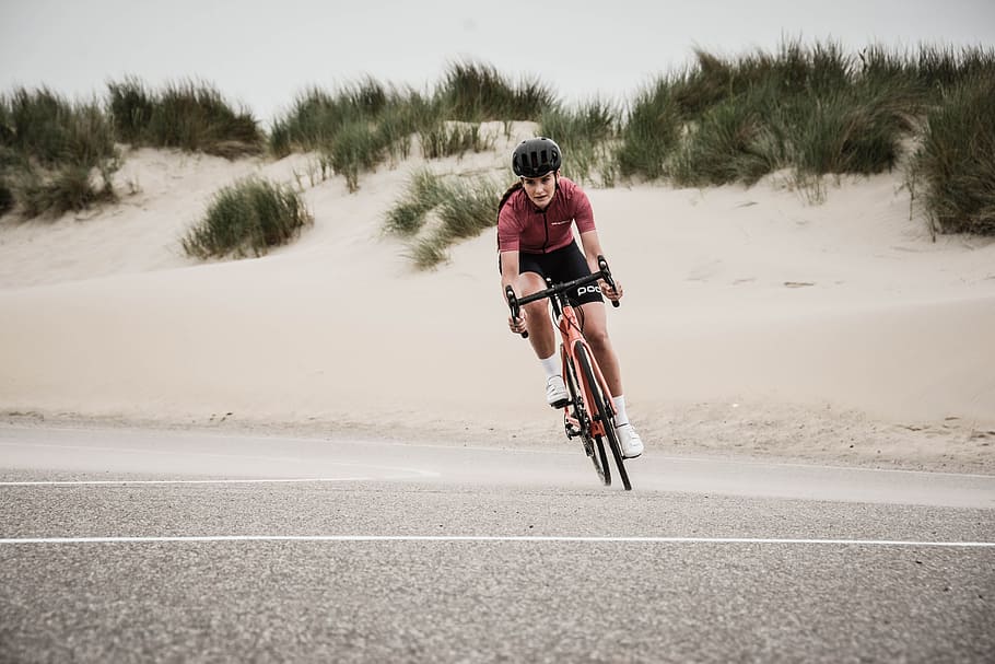 woman in road bike on road, transportation, one person, motion HD wallpaper
