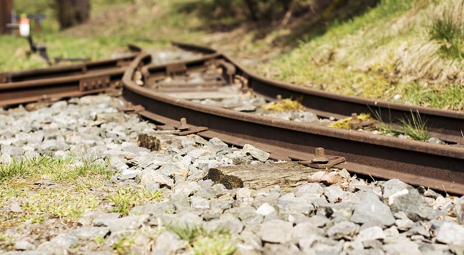 tracks, old tracks, iron, railway, train, outdoor, nowhere, HD wallpaper