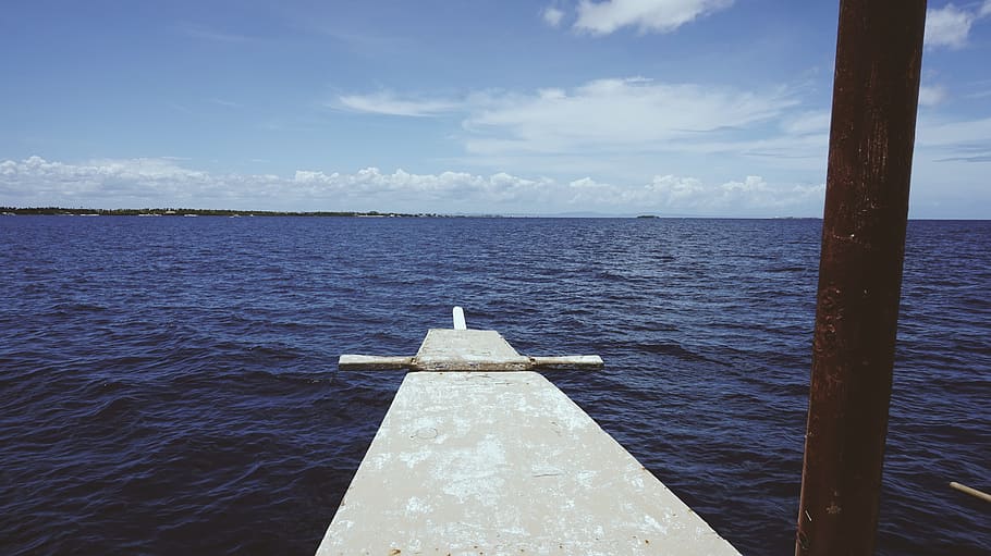 sea, ocean, blue, sky, cloud, island, boat, wave, travel, view HD wallpaper