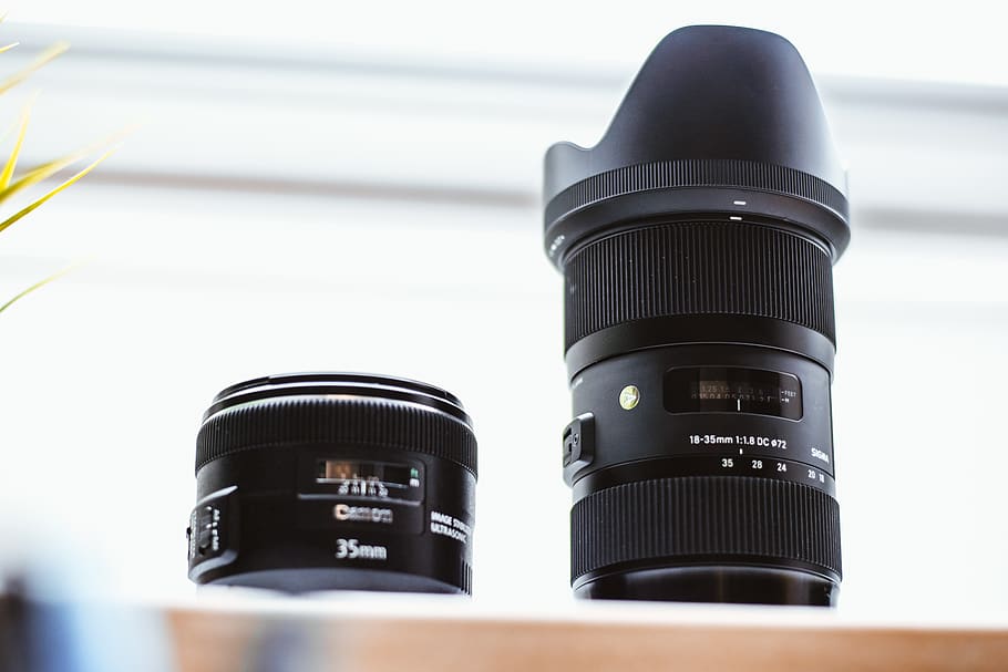 Black Camera Lens, blurred background, close-up, electronics HD wallpaper