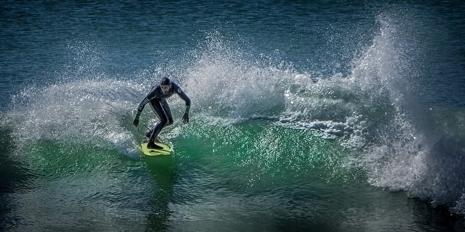 Man Surfing on Body of Water, action, adventure, athlete, fun HD wallpaper