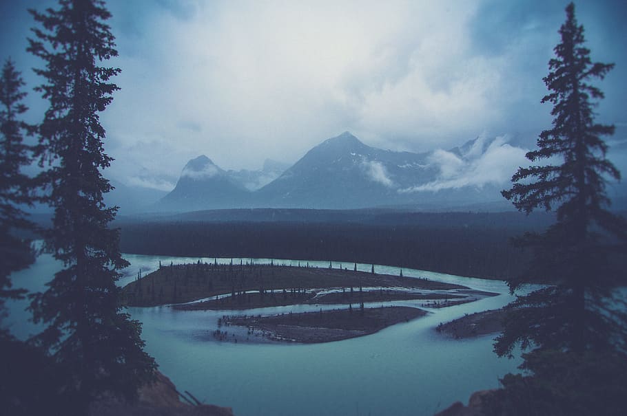 Roadtrip, water, mountain, tree, forest, woodland, cloud, lake HD wallpaper