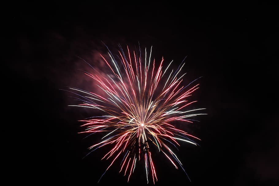 fireworks, motion, exploding, celebration, night, firework display HD wallpaper