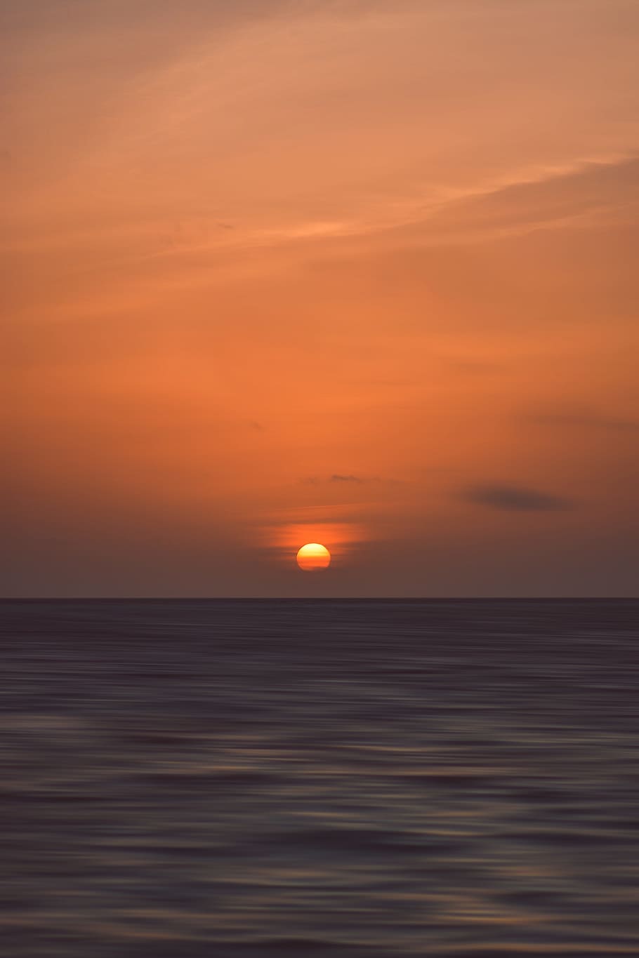sunset in front of body of water, ocean, sunrise, orange, cloudy, HD wallpaper