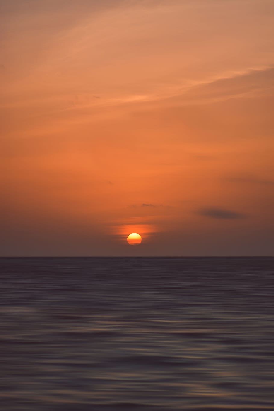 sunset in front of body of water, ocean, sunrise, orange, cloudy HD wallpaper