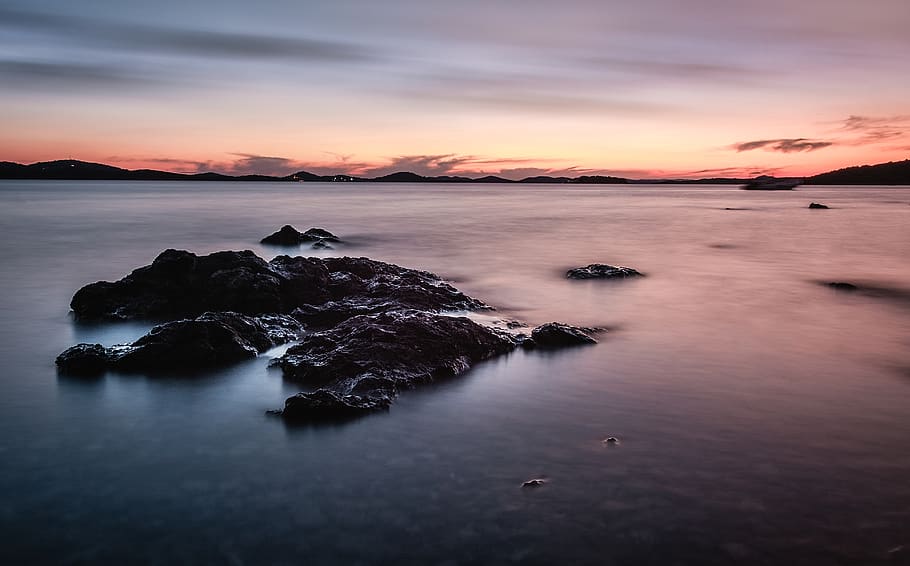 Scenic View of the Sea, beach, calm waters, dawn, environment HD wallpaper