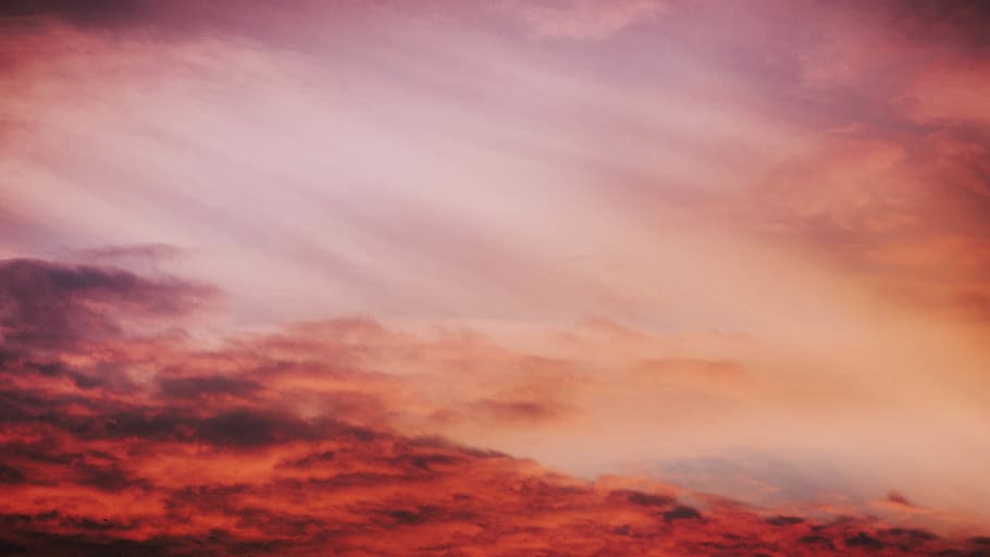 orange clouds during golden hour, nature, outdoors, sky, mountain HD wallpaper