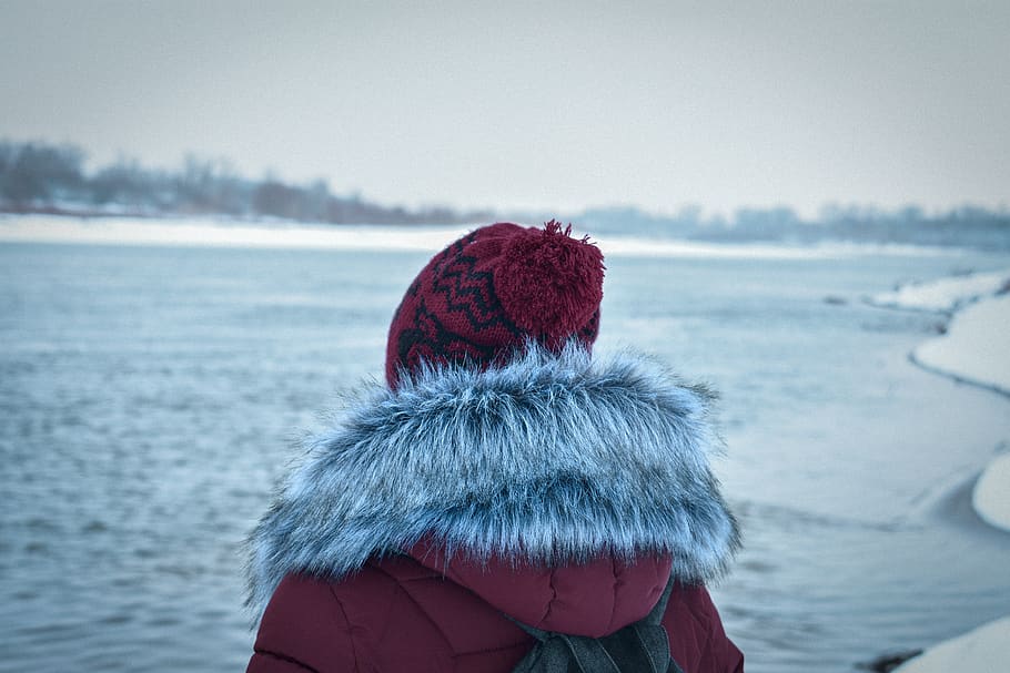 Photo of Person Wearing Winter Clothes, back view, beanie, blur HD wallpaper