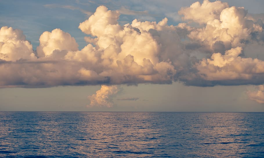 Blue Body of Water Under White Cloud, clouds, ocean, sea, sky HD wallpaper