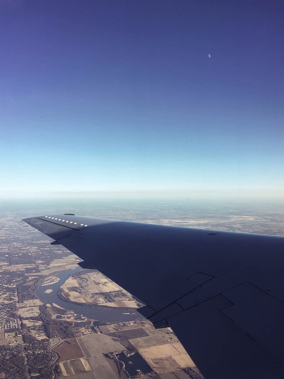 travel, sky, plane, blue, scenics - nature, water, beauty in nature HD wallpaper