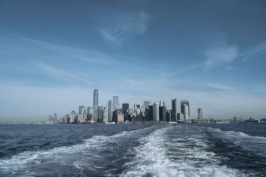 new york, united states, staten island ferry, skyscrapers, buildings