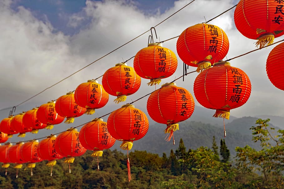 lanterns, colorful, taiwan, light, decoration, design, background HD wallpaper