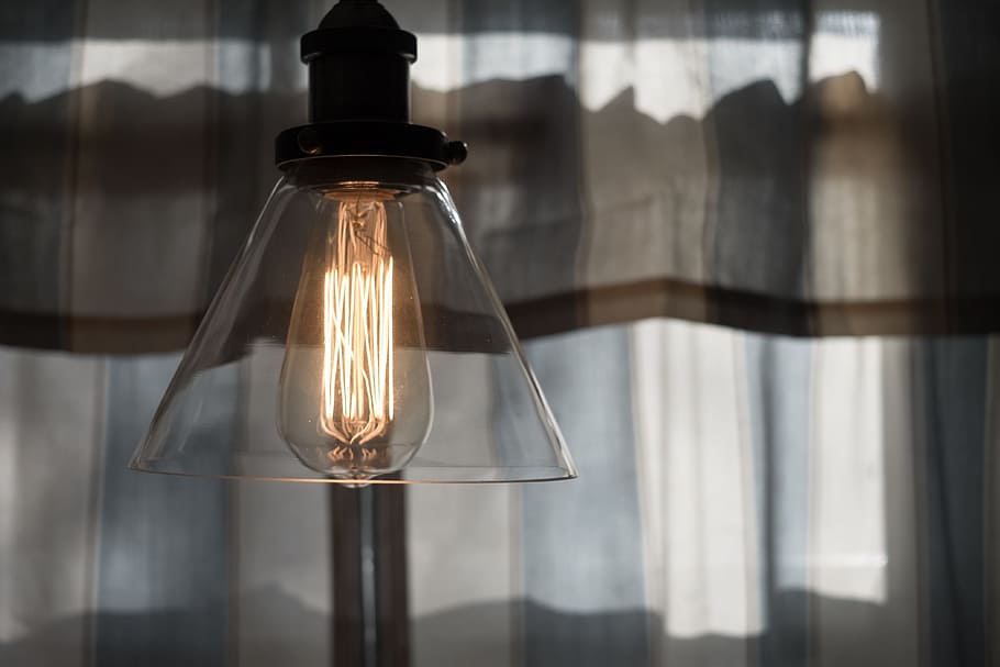 electricity, light, bulb, lamp, curtain, glass - material, transparent HD wallpaper