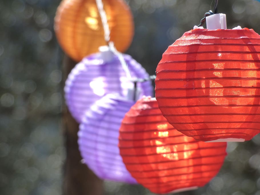lanterns, wreath, lights, party, colors, berbena, lighting equipment HD wallpaper