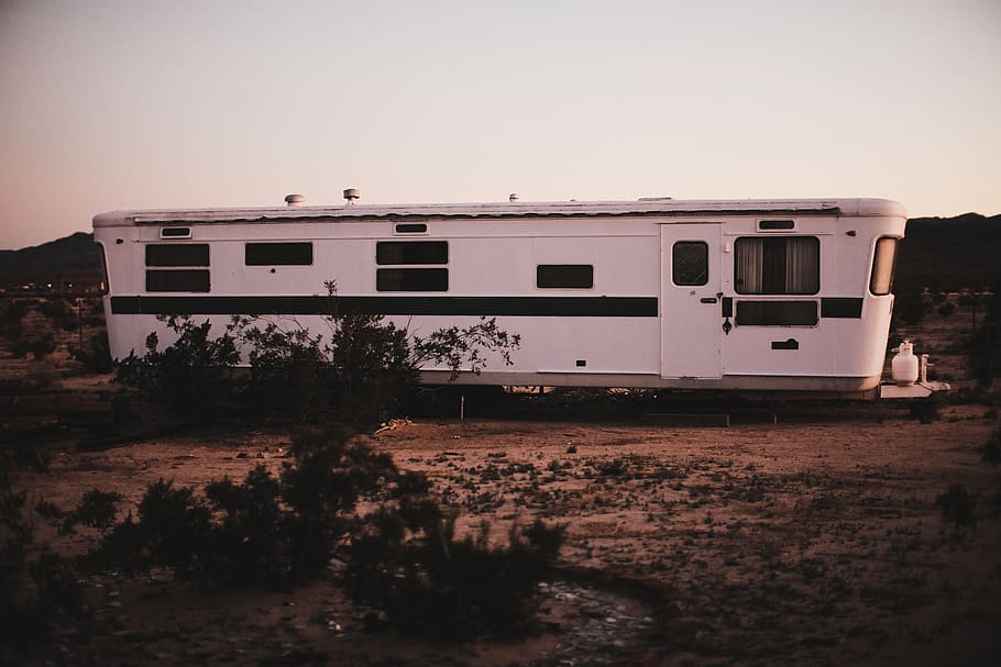 white camper trailer, transportation, vehicle, train, locomotive HD wallpaper