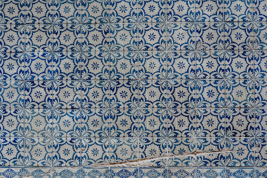 Portuguese Azulejos, typical glazed ceramic tiles, Lisbon, Portugal
